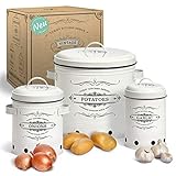 YUKII® NEU - Vorratsbehälter Set mit einzigartiger Belüftung und Rillendesign! Die ideale Kartoffel Aufbewahrungsbox - als Zwiebel Aufbewahrung, Kartoffel Aufbewahrung und Knoblauch Aufbewahrung