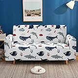 Sofa Überzug Korallenwalhai Sofabezug Stretch Elasthan Couch überzug Abnehmbare Waschbar Sofa Cover Sofaschoner rutschfest Moderne Couchbezug Universal Sofahusse 2 Sitzer