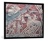 kunst für alle Bild mit Bilder-Rahmen: Viking Detail von Figuren die eine Sage illustrieren von der Insel Gotland - dekorativer Kunstdruck, hochwertig gerahmt, 100x75 cm, Schwarz matt