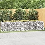 JUNZAI Gabionen-Hochbeet mit Hochbogen, Gabionenkörbe, Gabionen Hochbeet, Steinkorb, Gabionengitter, Drahtkorb Für Pflanzen, Kräuterspirale Für Garten, 400x50x100 cm Verzinktes Eisen