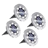 4PCS Solar-Bodenleuchten – IP65 wasserdichte Begrabene Lichter – Solarleuchten Für Den Garten Im Freien, Led Bodeneinbaustrahler, Garten-Solarscheibenleuchten, Für Rasenwege, Terrassengärten (Color :