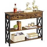 Yaheetech Konsolentisch Flurtisch mit 1 Schublade und 2 Offenen Ablagefächer Eingangtisch 3-Stufig Sideboard X-förmiger Rahmen Beistelltisch Sofatisch für Wohnzimmer/Eingangsbereich, 100 x 30 x 80 cm