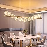 Moderner Esstisch-Kronleuchter mit langen Streifen, LED-Glaskugel-Pendelleuchte, verstellbarer Kronleuchter mit 11 Leuchten, Blasen-Kronleuchter, Esszimmerleuchte, für Kücheninsel, Esszimmer-Tab