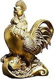 ENESEA Büro Kupferschmuck, Hahnstatue Feng Shui Dekor Figur, Skulpturen und Statuen viel Glück Tier mit Münzgeld Chinesische Zodiac Dekorationen, B (Color : B)