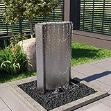 Festnight Gartenbrunnen Brunnen Garten Silbern Geschwungen Gartenbrunnen Groß Für Außen Wasserfall Terrassenbrunnen 60,2x37x122,1 cm Edelstahl