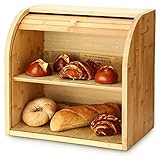 POCHY Mode Brotkästen Brotaufbewahrung 2-stöckiger Brotkasten, Rolltop-Brotkasten mit großer Kapazität, multifunktionales Küchenzubehör, Brothalter SchönGroßzügig