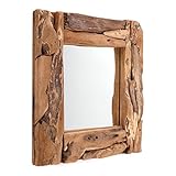 DESIGN DELIGHTS WURZELHOLZ Spiegel Beachside | 50x50 cm, Holzrahmen, Vintage Teakholz | Wandspiegel