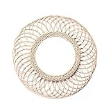 DAZZLEEX Rattan-Make-up-Spiegel, rund, zum Aufhängen, Rattan-Wandspiegel, dekorativ, kreativ, zum Aufhängen an der Wand, 38,1 cm