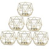 Romadedi Teelichthalter Kerzenhalter Metall Gold - 6er Set Geometrisches Teelichter Kerzenständer Stumpenkerze Windlicht Modern Geo Deko für Tischdeko Party Hochzeit Wohnzimmer Weihnachten