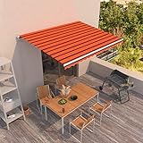 Gelenkarmmarkise Einziehbar, JUNZAI Balkon Deko, Sonnensegel Balkon, Balkon Markise, Terrassendach, Awning Balcony, Sonnensegel, Balkonschutz Sichtschutz, 450x350 cm Orange und Braun