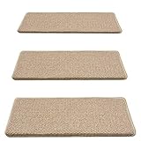 Treppenteppichstufen Selbstklebende Treppenstufen Matten Pad Rutschfester Stufenschutz Teppichabdeckung Treppenteppich Einfache Imitation Sisal-Treppenteppichmatten (Color : A, Size : 10pcs