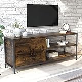 Novilla Lowboard TV-Schrank Fernsehtisch Vintage 2 Tür TV-Regal für Fernseher bis zu 65 Zoll mit 1 Schränken und Regalen, Braun