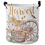 Handtuchkorb Herbsternte-Kürbisse, Erntedankblatt Wäschetonne Freistehende Kleider Tasche Große Wäschekörbe Für Kleidung Bad Waschküche,40X50Cm