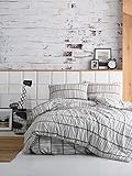 Questo Casa, Ranforce-Bettwäsche-Set für Doppelbett, 100% Baumwolle, Bettdeckenbezug: 200 x 220 cm, Spannbettlaken: 240 x 260 cm, Kopfkissenbezug: 50 x 70 cm, 2 Stück, Grau