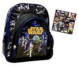 SW Star Wars Yoda - Kindergarten-Rucksack/Kindergartentasche - für die Brotdose/Trinkflasche/Vorschul-Rucksack + 12 Aufkleber