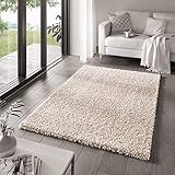 Taracarpet Shaggy Teppich Wohnzimmer Venezia Hochflor Langflor Teppiche modern Creme 250x250 cm