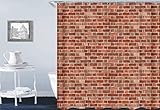 Gualiy Badewanne Vorhang Waschbar, Bad Vorhang Rot Ziegelstein Wand Duschvorhang Antibakteriell Anti Schimmel Bunt Duschvorhänge 180x180cm