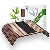 Green'n'Modern braunes Sofatablett rutschfest - Holz Bambus Getränkehalter Armlehne mit Pad | Couch Tablett flexibel | Sofa Tablett Armlehne mit Antirutschpad als Sofa Ablage | Couch Getränkehalter