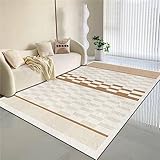 AU-OZNER Teppich waschbar Grauweißer Teppich, Krabbel Matte, Abriebfest und langlebig, Anti statischer Freizeit teppichteppiche für Wohnzimmer,Grau,80x120cm