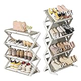 Schuhaufbewahrung platzsparend,foldable shoe rack,tür-schuhregal,Einfaches, mehrschichtiges,platzsparendes Aufbewahrungs- und zusammenklappbares Schuhregal für den Haushalt.gebrochenes Weiß ( Size : 6