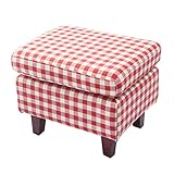 Möbelaufbewahrungshocker Ottomane Gepolsterte Fußstütze Hocker Praktisches Sitzkissen Fußhocker Einzelner Fußhocker Sitz mit Vier Massivholzfüßen, kompatibel mit Wohn- und Schlafzimmer