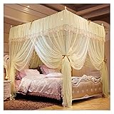 European Style 4 Corner Post Romantic Princess Lace Canopy Bed Canopy Curtains No Frame for Bed Netting Bedding Bed Tent Curtain (Color : A, Size : 1.8x2.0m) (B 1.8x2.0m)