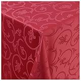 Tischdecke Stoff Damast Barock Jacquard Ranken Design mit Saum eckig 80x80 cm Wein-Rot