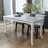 BULANED Esstisch, Dining Table, Esszimmertisch, Küchentisch, Tisch Esszimmer, Küchen Tisch, Kitchen Table, Mehrzwecktisch, 116 x 66 x 76 cm Hochglanz Weiß