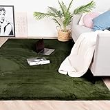 FRAAI | Home & Living Hochflor Teppich - Comfy Grün - 160x230cm - Shaggy, Uni - Modern, Skandinavisch - Wohnzimmer, Esszimmer, Schlafzimmer - Fellteppich - Carpet