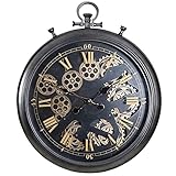 QQLADY Große Wanduhren, leise für Wohnzimmer, Moderne, industrielle Wanduhr, Kupferuhr, handgefertigte Uhren aus Bronze