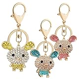 Ciieeo 3 Stück Kaninchen-Schlüsselanhänger Retro-Schlüsselanhänger Hase Kaninchen-Dekor Statue Dekor Kaninchen Taschenanhänger Glücksbringer-Anhänger Niedliche