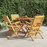 ZEYUAN 5-TLG. Garten-Essgruppe, Gartenlounge Set, Gartenmöbel, Terrassenmöbel, Möbelsets, Sitzgruppe Garten, Gartengarnitur, Balkonmöbel Set, Massivholz Teak