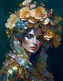 AgaaTi Bild Auf Leinwand Leinwand Mit Bild Schöne exotische Frau weicher goldener Glitzer für Office Home Decor 60x90cm