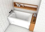 ECOLAM Badewanne Wanne Rechteck Talia Design Acryl weiß 130x70 cm + Schürze Ablaufgarnitur Ab- und Überlauf Automatik Füße Silikon Komplett-Set Wanne