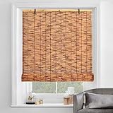 Handgewebte Carbonization Schilf Vorhang Retro Bambusrollo mit Lifter Outdoor Sichtschutz Jalousie Raffrollo Wärmedämmung 50x100cm 70x100cm 90x100cm