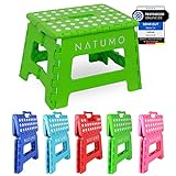 NATUMO® Tritthocker Kinder, Klapphocker faltbar, Leichter und Rutschfester Kinder Hocker Bad & Toilette, Klapptritt für Badezimmer, Küche und Garten, 22cm (Grün)