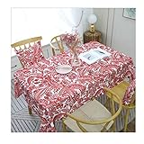 Rechteckige bedruckte Tischdecke – waschbar, Tisch, Wrinkle Free, Ölproof/wasserdicht, Schutz für Tabletop Küche Esszimmer Party (Farbe: Rot, Größe: 100 x 140)