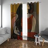 Deertweet Home Vintage Vorhänge für Frau Schlafzimmer Abstrakte Malerei Kunstwerk Moderne Vorhänge für Wohnzimmer 2 Paneele Set Leichtes Fensterdekor H300xB140