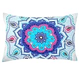 Kissenbezüge für Bett,Kissenbezüge,blaues Blumenwellen-Paisley-Mandala,dekorative Kissenbezüge,Sofa-Kissenbezüge