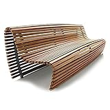 GRFIT Gartenbank Terrassenmöbel Outdoor-Parkbank mit Rückenlehne, 78,7-Zoll-Gartenbank aus Teakholz mit Rahmenstruktur aus Aluminiumlegierung, moderner kreativer Kunst-Freizeitstuhl Stabile Parkbank