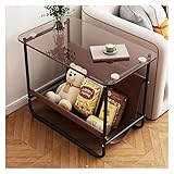 Couchtisch Wohnzimmertisch Moderne Nachttische mit Aufbewahrungskorb, Beistelltisch for Wohnzimmer, Nachttisch, Beistelltisch for Schlafzimmer, Snacktisch, Sofatisch mit gehärteter Glasplatte und Meta