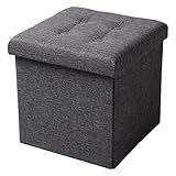 Fußhocker, 1 Stück, faltbar, Aufbewahrungsstuhl, Hocker, grau, gepolsterter Fußhocker, Leinen, Schminktisch, Hocker, Pouf, Couchhocker, Abnehmbarer Bezug, Fußhocker, Fußstütze (Farbe: Grauer Samt