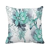 Kissenbezug mit Blumenmuster, Frühlingsblumen, Aquarell, Grau, abstrakt, 45,7 x 45,7 cm, dekorativer quadratischer Kissenbezug