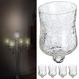 Glasaufsatz 5er Set für Kerzenleuchter │ 7x10cm Glasgefäß Crackle Design │ Windlichtaufsatz Teelichthalter (5 x Glasaufsatz)