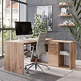 RICOO Eckschreibtisch Winkelschreibtisch 137x136x75 cm Ecktisch L-Form Groß Arbeitsplatz Eck Schreibtisch Arbeitszimmer WM081-EG Eiche Braun – Computertisch Gaming Tisch Arbeitstisch Bürotisch