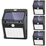 SEZAC Solarlampen für Außen, Led Solar Aussenleuchte mit Bewegungsmelder 3 Modi IP65 Wasserdichte Solarleuchte Solarlampe mit Bewegungsmelder für Gartenzäune, Terrassen und Garagen (4 Stück)