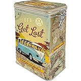 Nostalgic-Art 31119 Retro Kaffeedose Volkswagen Bulli – Let's Get Lost – VW Bus Geschenk-Idee, Blech-Dose mit Aromadeckel, Vintage Design, 1,3 l