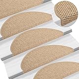 JKYOU Selbstklebende Stufenmatten Sisal-Optik 15 Stück 65x25 cm sand.Haushaltsbedarf,Treppenstufen