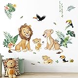 decalmile Wandtattoo Dschungel Tiere Löwe Wandaufkleber Safari Tiere Löwe Vogel Wandsticker Kinderzimmer Babyzimmer Schlafzimmer Wanddeko