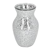 Mosaik-Vase, Dekorative Crackle-Glas-hohe Silberne Vase für Trockenblumen, Glänzende, Stilvolle Mosaik-Glas-Blumenvase, Dekoration für Wohnzimmer, Esszimmer, Schlafzimmer, Arbeitszimmer, Hochzeit, 20